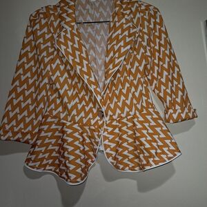 Women's Orange Zigzag Blazer